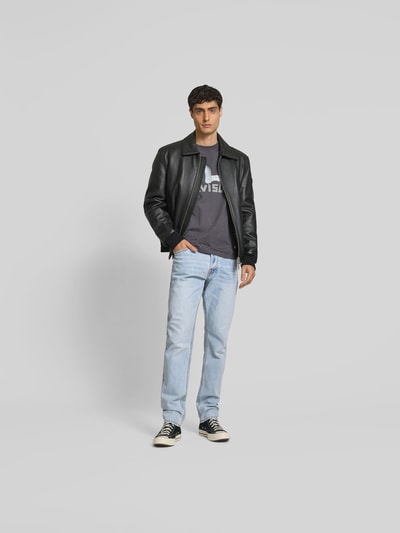 Evisu Regular Fit T-Shirt mit Label-Print Anthrazit 1