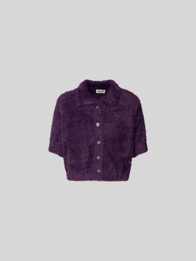 BAUM & PFERDGARTEN Cropped Cardigan in Fell-Optik Pflaume 2