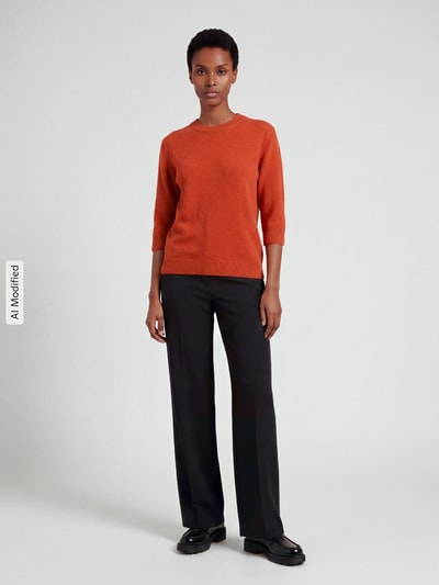Jake*s Collection Pullover mit halblangen Ärmeln aus Wollmix Dunkelorange 1