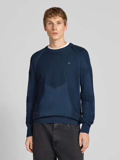 G-Star Raw Gebreide pullover met logostitching en ronde hals Marineblauw - 4