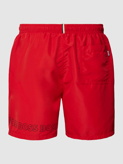 BOSS Badehose mit Label-Print Modell 'Dolphin' Rot 3