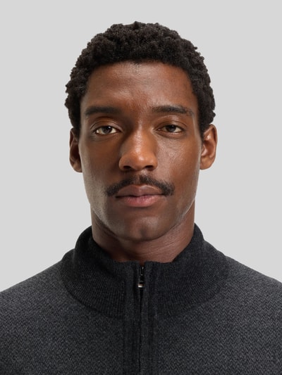 BOSS Regular Fit Strickjacke aus Woll-Mix Modell 'H-HETERNO' Black 3