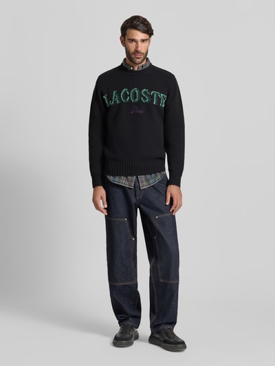 Lacoste Relaxed Fit Strickpullover aus Woll-Mix Black 1