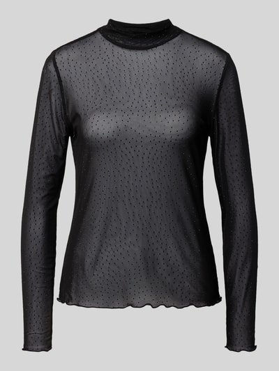 FREE/QUENT Longsleeve in semitransparentem Design Modell 'ISKA' Black 2