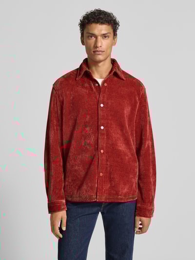 JAKE*S STUDIO MEN Regular Fit Freizeithemd in Cord-Optik Rot 4