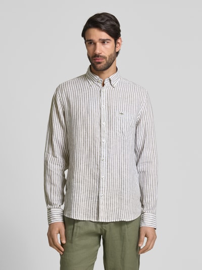 Fynch-Hatton Regular Fit Freizeithemd aus reinem Leinen Oliv 4