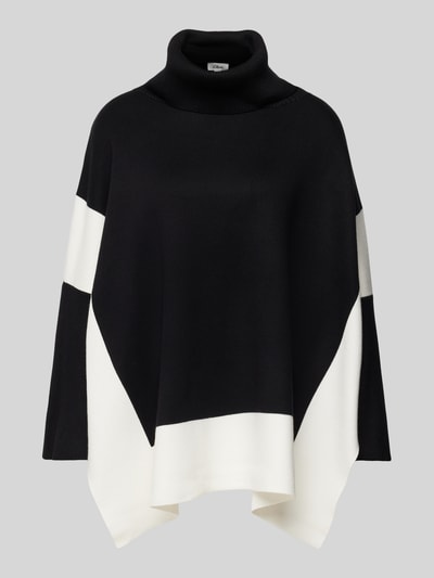 s.Oliver BLACK LABEL Oversized Pullover-Poncho aus Viskose-Mix mit Color-Blocking Black 1