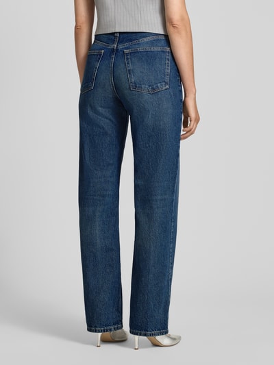 MANGO Straight Fit Jeans im Used-Look Modell 'MIAMI' Dunkelblau 5