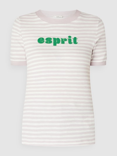 Esprit T-shirt z nadrukiem flokowym z logo  Jasnofioletowy 2