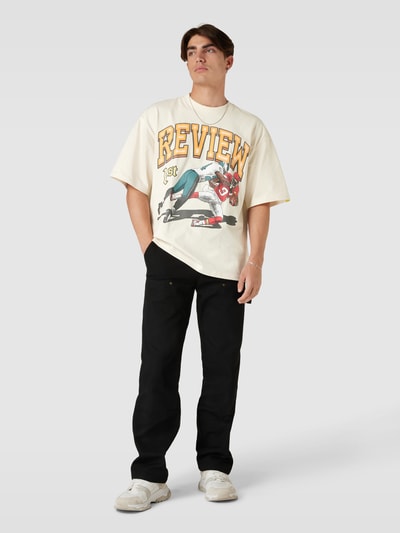 REVIEW Oversized T-shirt BASKETBALL Print Ecru 1