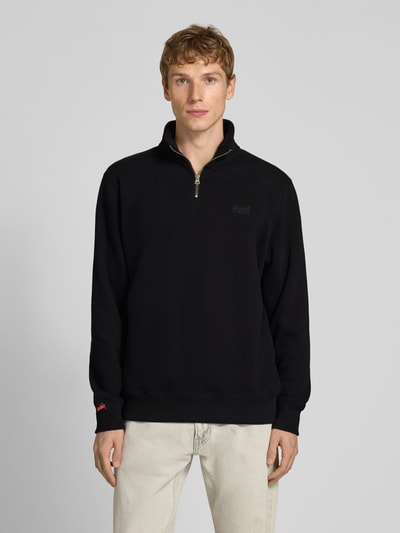 Superdry Sweatshirt mit Troyer-Kragen und Logo-Stitching Black 4