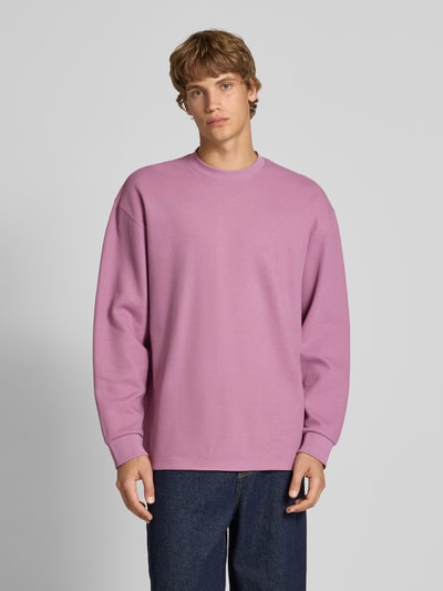 Hugo Blue Regular fit sweatshirt van katoenmix, model 'NUWOLO' Oudroze - 4