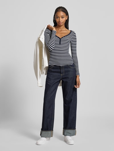 Tommy Jeans Slim Fit Langarmshirt aus Baumwoll-Mix Marine 1