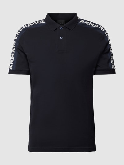 ARMANI EXCHANGE Poloshirt met labelopschrift, model 'Shoulder Piping' Donkerblauw - 2