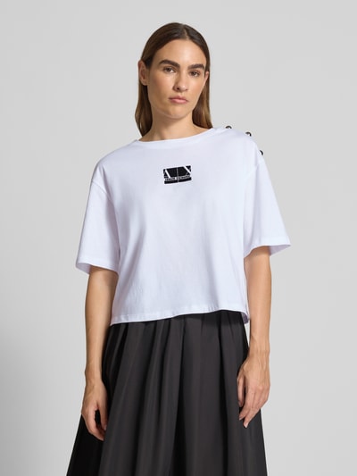 ARMANI EXCHANGE T-shirt met labelprint en sierknopen Wit - 4