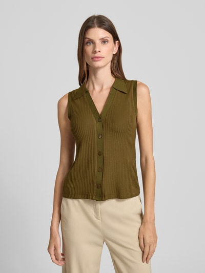 Zero Weste mit Umlegekragen und V-Ausschnitt Oliv 4