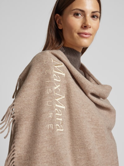 MaxMara Leisure Poncho aus Woll-Mix mit Label-Stitching Modell 'MARTORA' Hazel 3