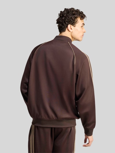 adidas Originals Relaxed Fit Sweatjacke mit Zweiwege-Reißverschluss Dunkelbraun 4
