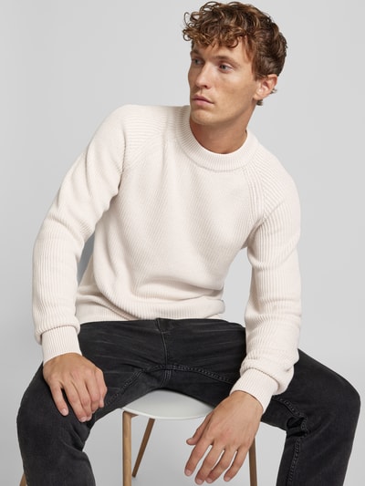 Casual Friday Strickpullover mit gerippten Abschlüssen Modell 'Kristian' Offwhite 3