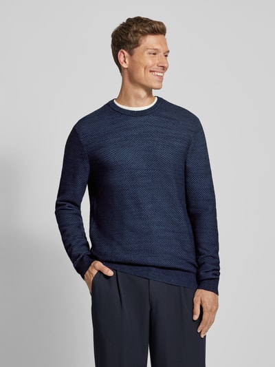 OLYMP Level Five Slim Fit Strickpullover mit Strukturmuster Marine 4