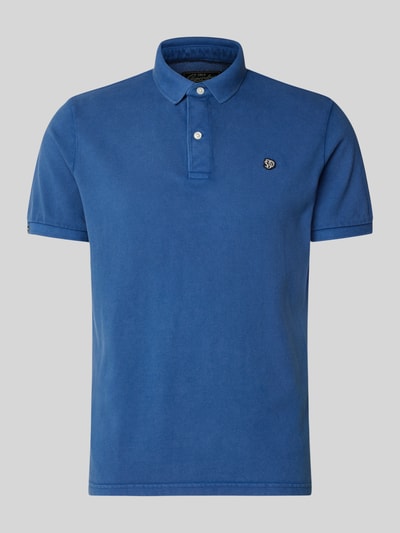 Produktfoto, Regular Fit Poloshirt mit Logo-Stitching von Superdry, Herren Poloshirt aus reiner Baumwolle, Polokragen, kurzärmelig, Farbe Blau