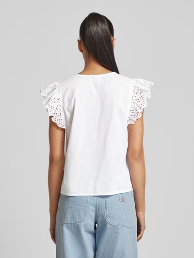 Only Blouseshirt met broderie anglaise, model 'LOU' Wit - 5