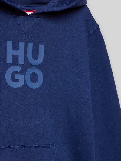 HUGO Hoodie met labelprint Donkerblauw - 2