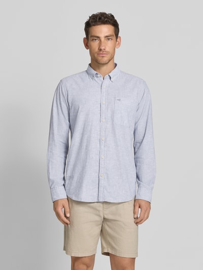 camel active Regular fit vrijetijdsoverhemd van linnenmix met button-downkraag Jeansblauw - 4