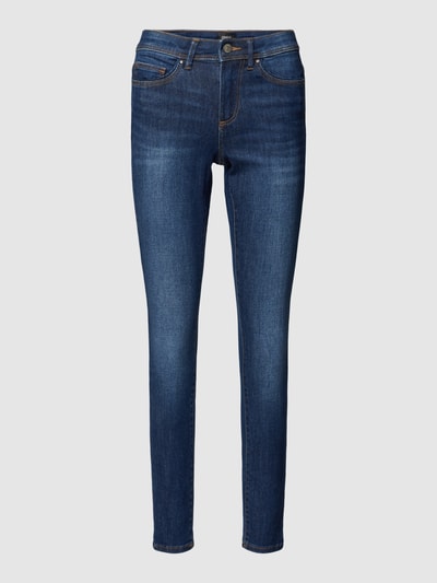 Only Skinny fit jeans met labelpatch, model 'WAUW' Donkerblauw - 2