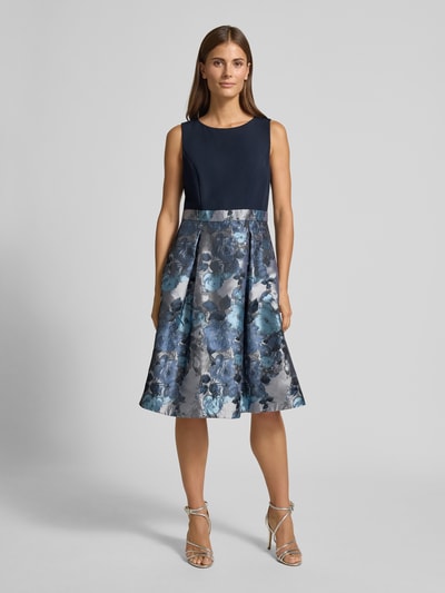 Christian Berg Cocktail Knielanges Cocktailkleid mit Taillenpasse Marine Melange 4