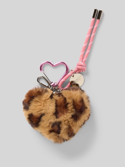 Seidenfelt Schlüsselanhänger mit Label-Anhänger Modell 'Furry Heart Charm' Mittelbraun 1