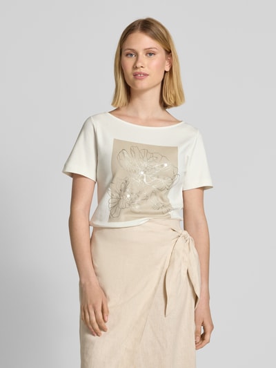 s.Oliver BLACK LABEL Regular fit T-shirt van puur katoen Offwhite - 4