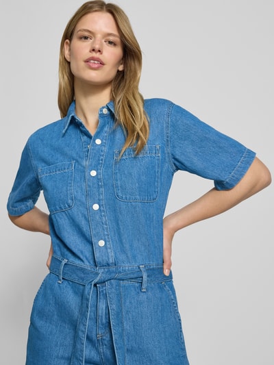 Marc O'Polo Denim Jumpsuit met platte kraag en strikceintuur Jeansblauw - 3