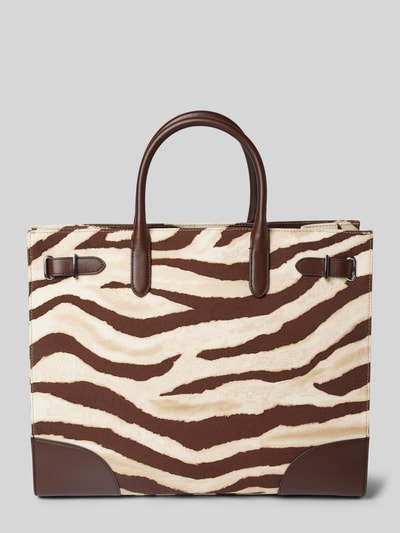 Lauren Ralph Lauren Torba tote z fakturowanym wzorem model ‘DEVYN’ Ciemnobrązowy 4