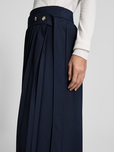 BOSS Uitlopende plissérok van scheerwolmix, model 'VENDRA' Marineblauw - 3