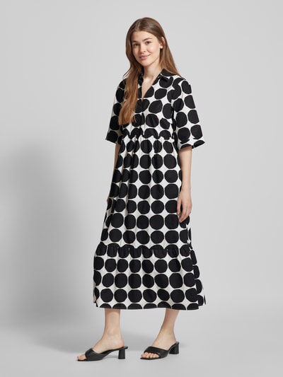 Christian Berg Woman Sukienka midi z efektem stopniowania i wzorem na całej powierzchni Czarny 1