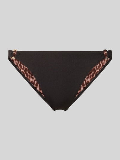 Produktfoto, Slim Fit Bikini-Hose mit Logo-Detail Modell 'Costillas' von JOOP! Collection, Elastischer-Material-Mix, schwarz mit Leopardenmuster, glatte Textur