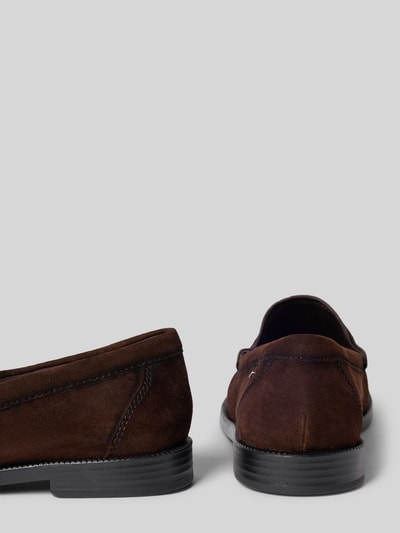 Productfoto, Loafer aus echtem Rindsleder van Tamaris voor dames in donkerbruin, suède look, zwarte zool, gladde textuur