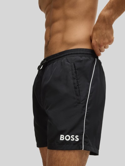 BOSS Badehose mit Paspelnaht in Kontrastfarbe Modell STARFISH' Black 2