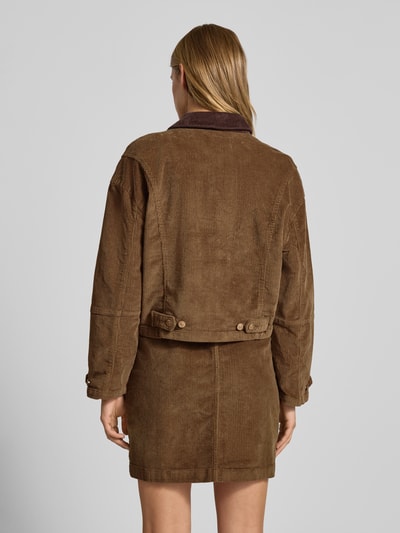 Only Boxy fit corduroy jack van katoenmix, model 'GLOBAL' Middenbruin gemêleerd - 5