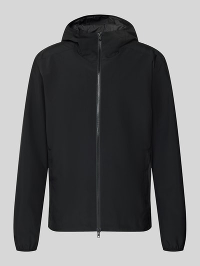 Produktfoto, Regular Fit Jacke mit Kapuze von SCANDINAVIAN EDITION in Schwarz, glatte Oberfläche, Zweiwege-Reißverschluss, Eingrifftaschen, Herren