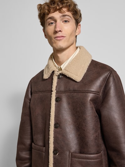 Jack & Jones Kurtka z listwą guzikową model ‘CAMBRIDGE’ Ciemnobrązowy 3