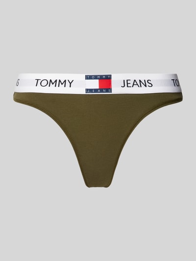 TOMMY HILFIGER String mit elastischem Logo-Bund Oliv 1