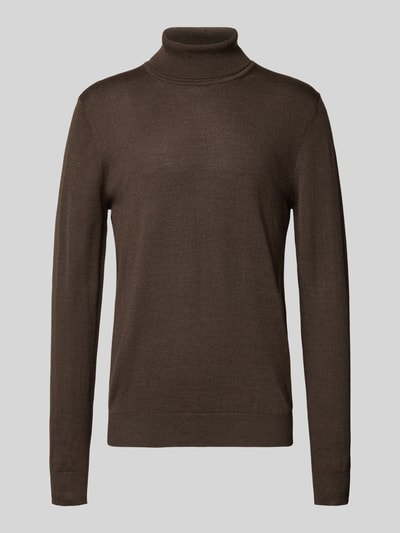 Christian Berg Men Pullover aus Merino-Mix mit Rollkragen Dunkelbraun Melange 2