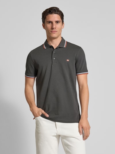 Christian Berg Men Poloshirt met labelstitching Antraciet - 4