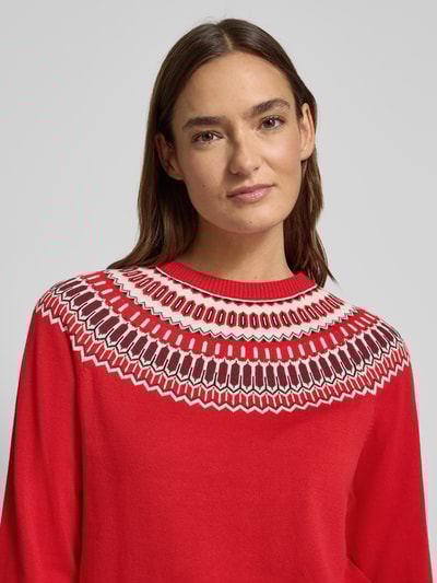 s.Oliver RED LABEL Shaped fit gebreide pullover van puur katoen Rood - 3