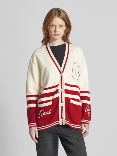 Gant Cardigan mit Label-Stitching Offwhite 4