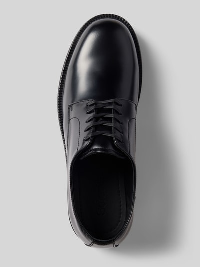 Produktfoto, schwarze Schnürschuhe aus echtem Rindsleder Modell 'BOBBY' von Selected, glatte Oberfläche, dezente Struktur