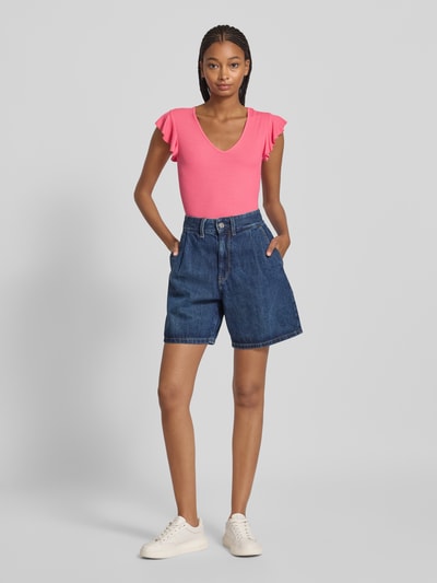 Only Slim Fit T-Shirt in Rippoptik Modell 'BELIA' Pink 1