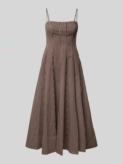 Staud Midikleid mit Spaghettiträgern Modell 'WYLIE' Dunkelbraun 2